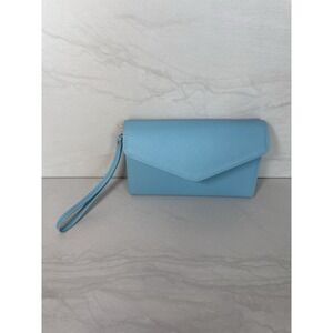 New Krosslon Women's Wallet Blue PU Leather Envelope Trifold Wrislet Clutch